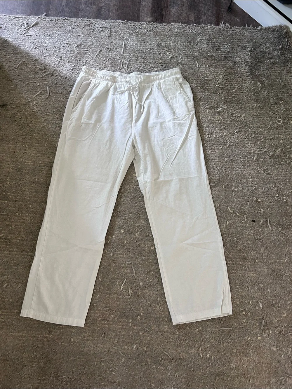 Men's Cream Drawstring Chinos — Relaxed Casual Fit